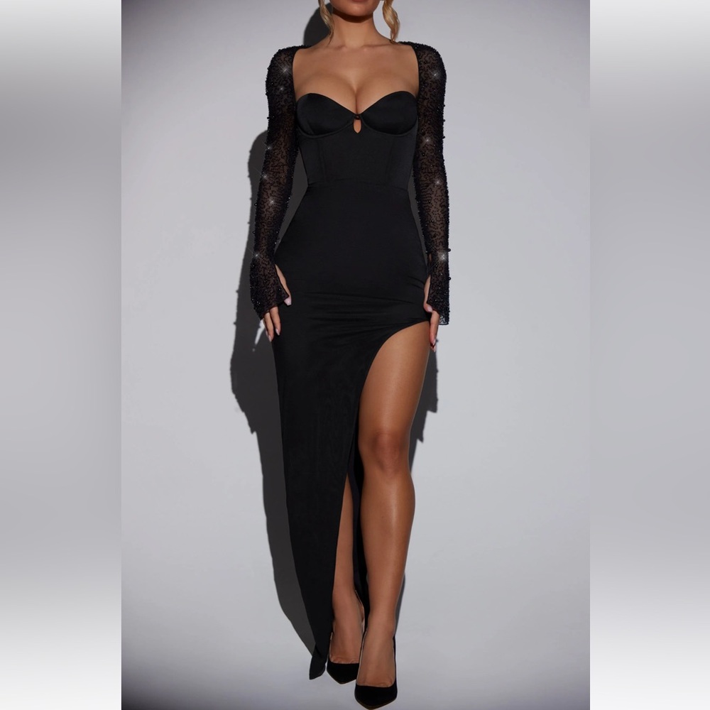 Embellished Side Split Maxi Dress